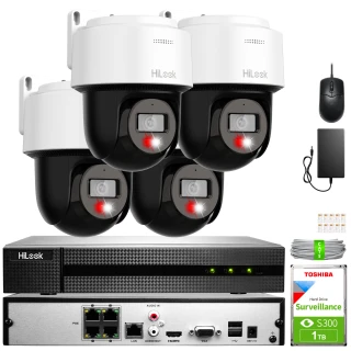 4x PTZ-N4MP-P 4Mpx Monitoring Kit, IR30 HiLook by Hikvision