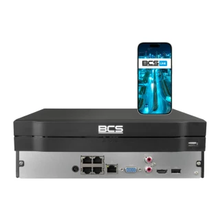 4-channel IP PoE Recorder BCS-L-NVR0401-4KE-4P(2) 16Mpx, BCS Line