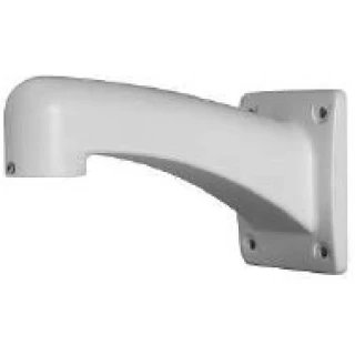 A sturdy, white wall mount bracket designed for securely holding a speed dome camera. The bracket features a sleek, curved design with multiple screw holes for easy installation.
