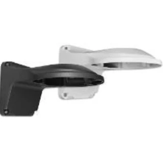 The image shows two wall-mounted camera brackets, one in black and the other in white, designed for secure and stable installation. Both brackets feature a sleek, curved design with multiple mounting holes for easy attachment.