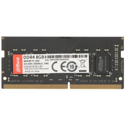 The image shows an 8GB DDR4 RAM module designed for PC use, featuring a black circuit board with a white label displaying technical specifications. The RAM is manufactured by Dahua and operates at a speed of PC-3200.
