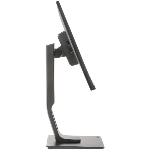 Side view of a sleek, modern computer monitor with a slim profile and adjustable stand. The monitor features multiple USB ports on the side for easy connectivity.