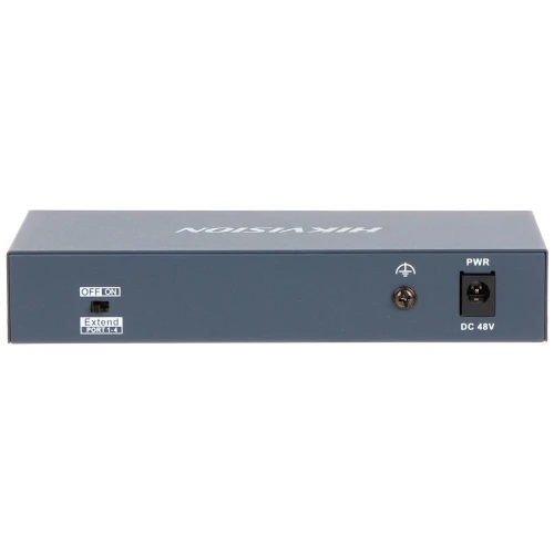 The image shows a sleek, rectangular electronic device with a dark gray finish, featuring a power switch, an extend port, and a DC 48V power input. The brand name is prominently displayed on the top surface of the device.