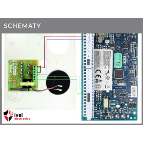 The wiring diagram of the SATEL SPL-5010 siren to the DSC HS2016, HS2032, HS2064 main board.