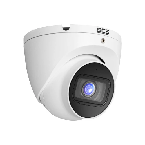 A sleek, white dome security camera with a black lens housing, designed for discreet surveillance. The camera features a modern design with a visible brand logo on the top.