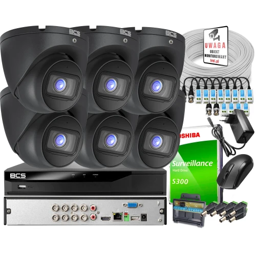 Monitoring for self-assembly - set: 6 BCS-EA15FSR3-G 5MPx cameras, BCS-L-XVR0801-4KE-IV 8MPx recorder, 1TB disk, twisted pair