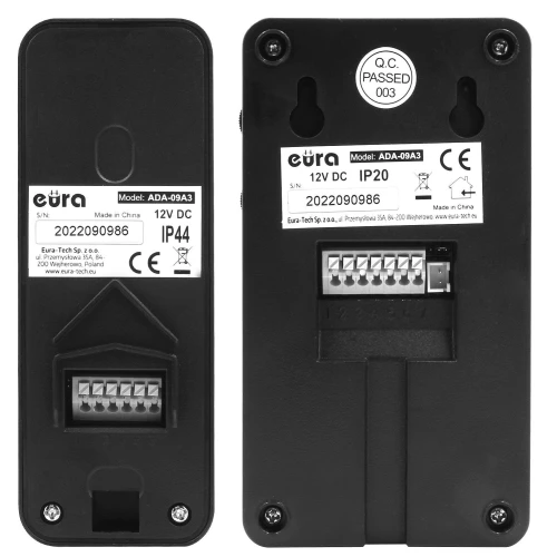 EURA ADP-09A3 Intercom - black, hands-free, 2 entrance support