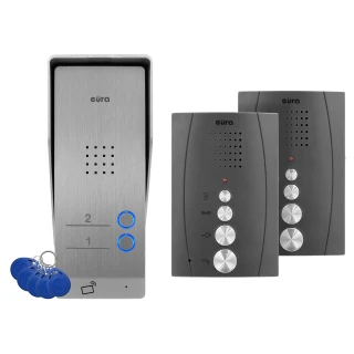 EURA ADP-62A3 Intercom - graphite, two-family, hands-free, 2 entrance support, RFID reader