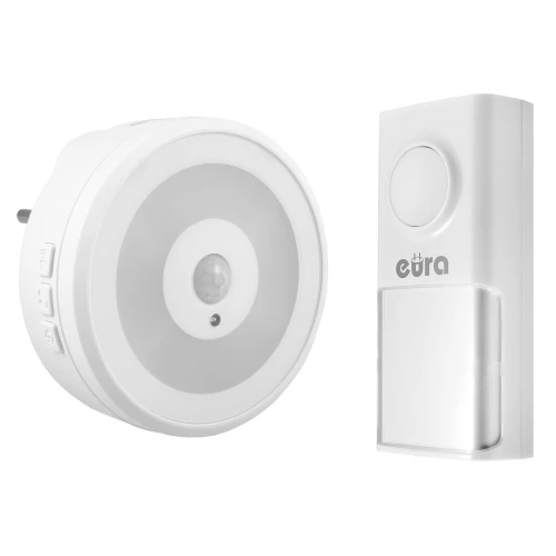 Wireless doorbell EURA WDP-90H2 DISCO with LED light and motion sensor, battery-free, expandable capability