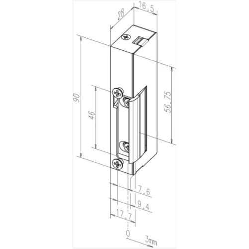 Universal electric lock ES16-U12-R PROFI narrow reversible