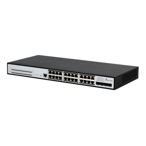Extralink Chiron Pro | PoE Switch | 24x RJ45 1000Mb/s PoE Ports, 4x SFP+ Slots, Layer 3, Managed, 370W