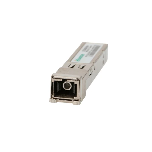 The image shows a compact, rectangular Extralink SFP module with a metallic casing and a fiber optic connector at one end. The module is designed for high-speed data transmission in network equipment.