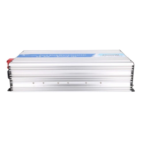 The image shows a silver Extralink power inverter with a sleek, rectangular design and a blue label on top. It features multiple ventilation slots on the side for efficient cooling.