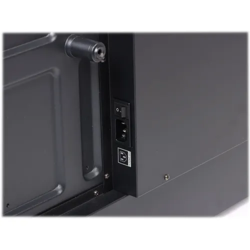 The image shows a black power socket integrated into a sleek, modern electronic device with a visible on/off switch. The design is minimalistic, featuring a sturdy build and a compact layout suitable for efficient power management.