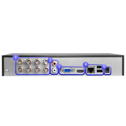 Hybrid 8-channel recorder BCS-B-XVR0801(2.0) for 5MPx