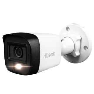A white and black security camera with a sleek design, featuring a prominent lens and an LED light on the front. The camera is mounted on a white adjustable bracket, suitable for various surveillance needs.