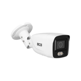 A sleek, white bullet IP camera with an 8MP lens and sturdy mounting bracket, designed for outdoor surveillance. The camera features a modern design with a black front panel and integrated LED lights for enhanced visibility.