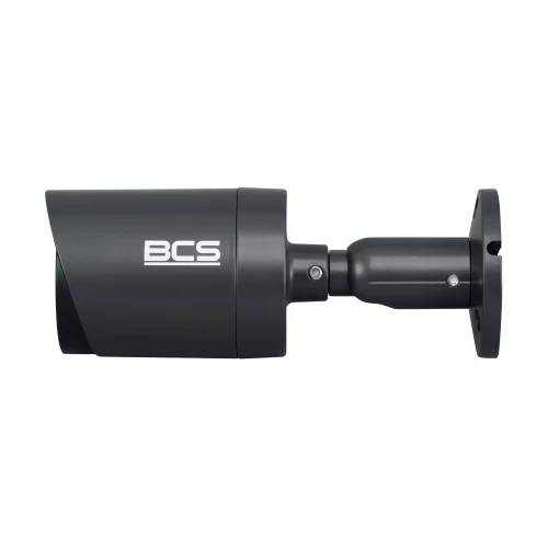 A sleek, black bullet security camera with a durable, weather-resistant casing and adjustable mounting bracket. The camera features a prominent lens and the brand logo on the side.