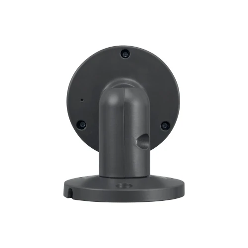 A sleek, dark gray bullet security camera with a sturdy mounting base designed for outdoor surveillance. The camera features a streamlined design with a protective casing to withstand various weather conditions.