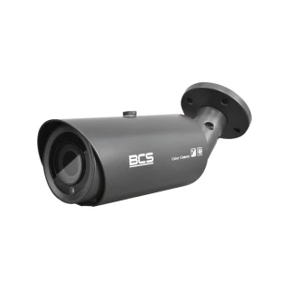 A sleek, black bullet security camera with a durable, weather-resistant housing designed for outdoor surveillance. The camera features a prominent lens and is mounted on an adjustable bracket for versatile positioning.