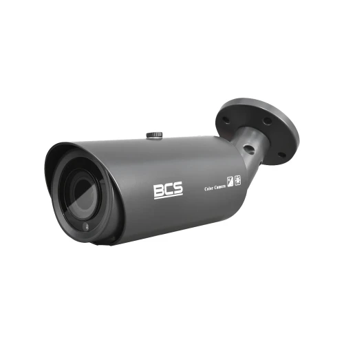 A sleek, black bullet security camera with a durable, weather-resistant housing designed for outdoor surveillance. The camera features a prominent lens and is mounted on an adjustable bracket for versatile positioning.