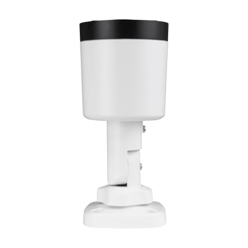 A sleek, white bullet security camera with a black trim, designed for outdoor surveillance. The camera features a sturdy mounting base for easy installation on walls or ceilings.