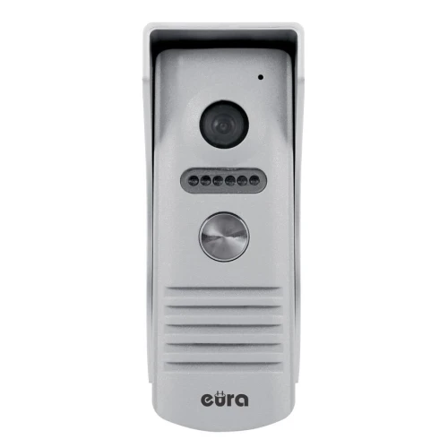 External modular cassette of the EURA VDA-14A3 EURA CONNECT video intercom, single-family, gray, white light.