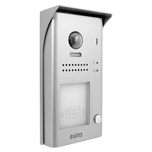 External modular cassette of the EURA VDA-80A5 2EASY video intercom, for single-family homes, surface-mounted, with proximity key reader.