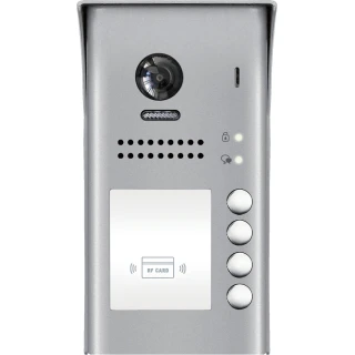 Modular external cassette of the EURA VDA-85A5 2EASY video intercom, surface-mounted, 4-apartment fisheye with proximity card function