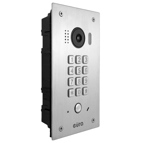 Modular external cassette of the EURA VDA-92A5 2EASY video intercom, single-family, flush-mounted, with a mechanical cipher lock