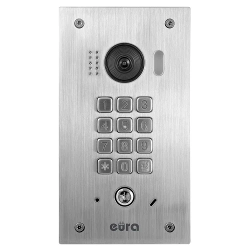 Modular external cassette of the EURA VDA-92A5 2EASY video intercom, single-family, flush-mounted, with a mechanical cipher lock