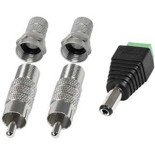 Set of connectors plugs for connecting a microphone to a CINCH audio recorder