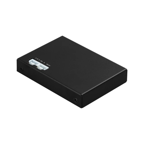 A sleek black signal converter with a compact rectangular design and visible connection ports on one side. The device is designed for converting RS485 signals to a wireless format, suitable for various industrial applications.