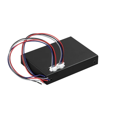 A black rectangular signal converter with multiple colored wires extending from one side. The device is designed for converting RS485 signals and features a sleek, compact design.