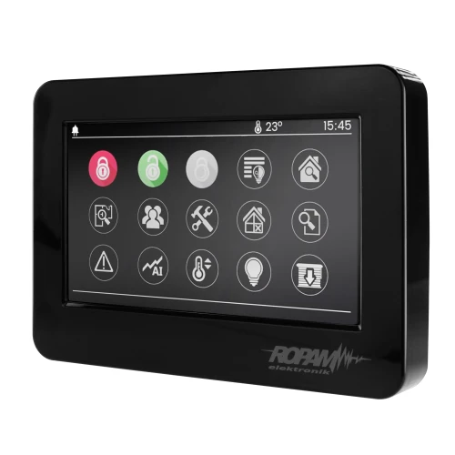 Ropam NeoGSM-IP-64 DIN Alarm System, Black, 8x Sensor, Roller Shutter Control, Lighting, GSM Notification, Wifi