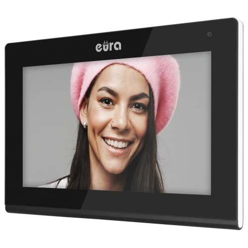 Monitor EURA VDA-09C5 - black, touch screen, LCD 7'', FHD, image memory, SD 128GB, expandable up to 6 monitors
