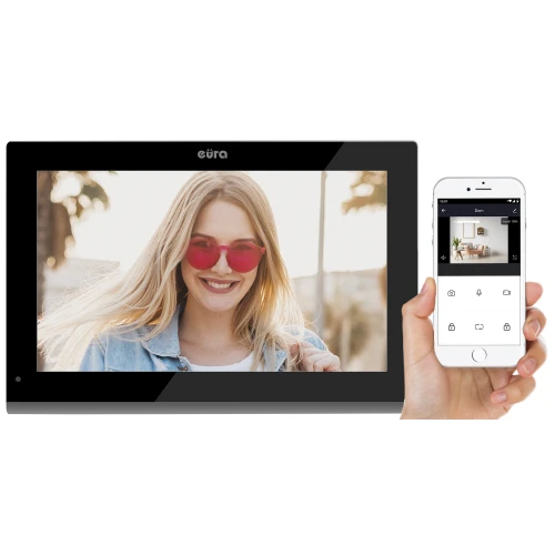 Monitor EURA VDA-10C5 - black, touch screen, LCD 10'', AHD, WiFi, image memory, SD 128GB