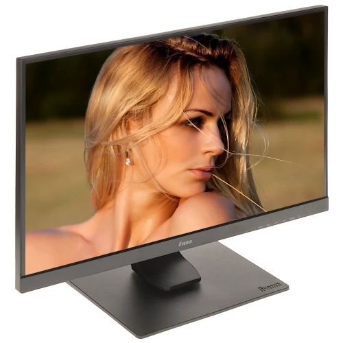 A sleek 27-inch iiyama monitor with a slim bezel design, featuring HDMI and DisplayPort connectivity. The screen displays a vibrant image with rich colors and sharp details.