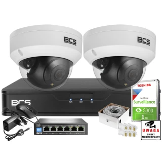 H.265+ BCS Point Monitoring for Business Store Home with 2x BCS-P-DIP15FSR3 Camera 1TB