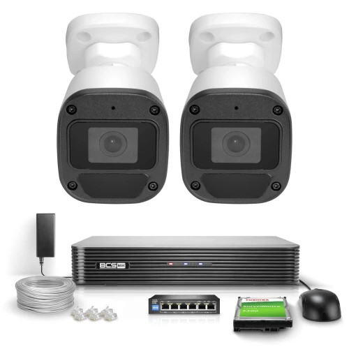 Surveillance Kit 2 Cameras BCS-B-TIP15FR3(2.0) 5MPx IR 30m Audio PoE 1TB