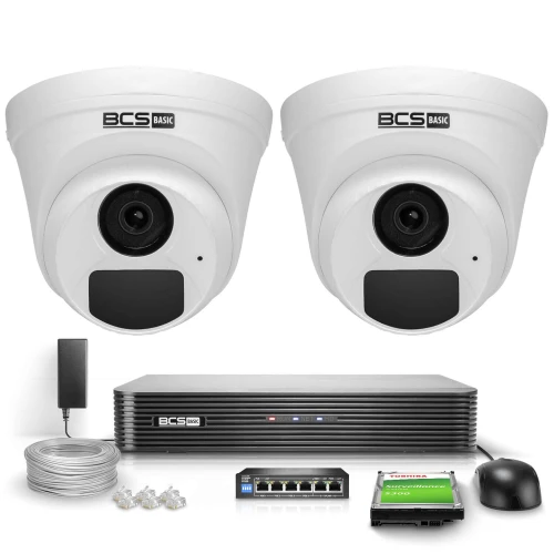 IP Monitoring Kit 2x BCS-B-EIP15FR3(2.0) 5MPx IR 30m Audio PoE 1TB
