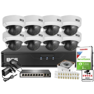 H.265+ BCS Point 8x Camera BCS-P-DIP15FSR3 1TB for Business Store Home Monitoring