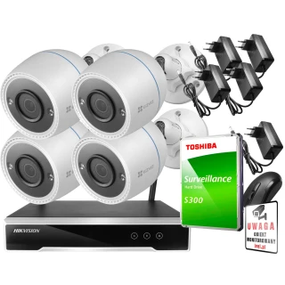 Wireless Monitoring Set Hikvision Ezviz 4 Cameras C3T WiFi Full HD 1080p 1TB