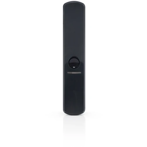 A sleek, black vertical sensor with a smooth surface and a circular indentation in the center. The design is minimalist, emphasizing its modern and unobtrusive appearance.