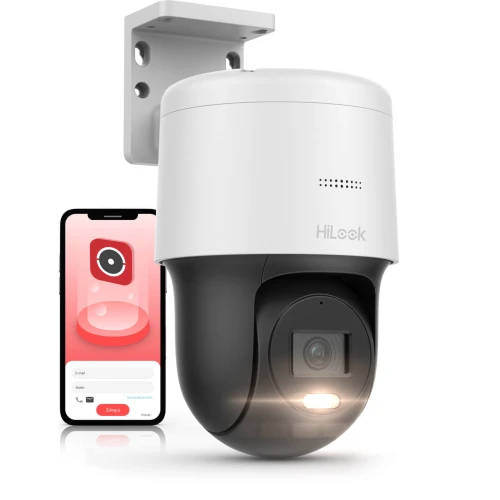 Surveillance Kit 2x PTZ Rotating Camera PTZ-N4MP, 4Mpx, PoE, H.265+ Hilook Hikvision