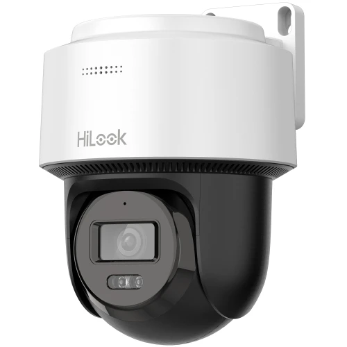 A sleek, white and black PTZ IP camera designed for versatile surveillance with a robust, weather-resistant housing. The camera features a prominent lens and infrared LEDs for enhanced night vision capabilities.