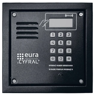 Digital panel CYFRAL PC-2000RE black with RFiD reader and electronics.