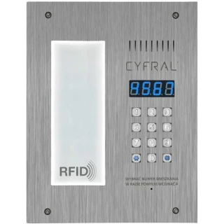 Digital panel CYFRAL PC-3000R LM with integrated tenant list and RFiD reader.