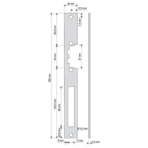 Flat bar for latch (electromagnetic lock) PR-00G2 long
