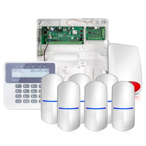 Satel Perfecta 16 Alarm System, 6x Sensor, LCD, SP-4001 R Siren, Accessories